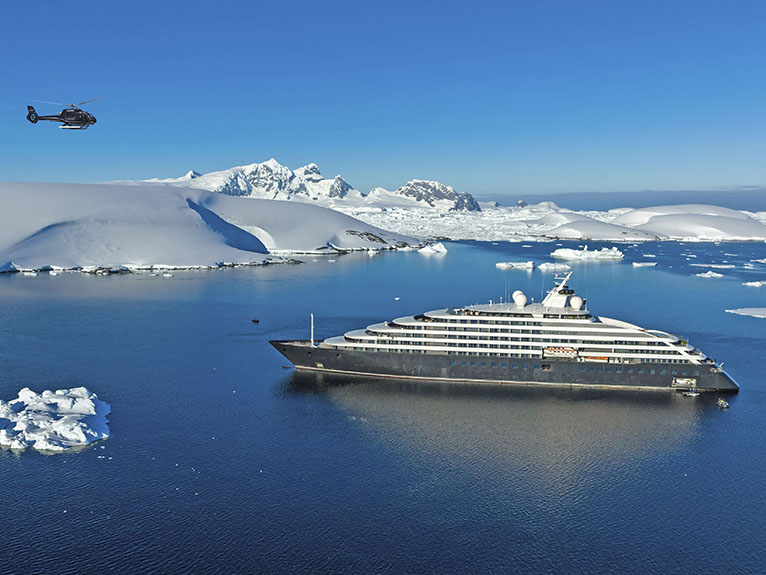 Scenic Eclipse at the Fish Islands in Antarctica