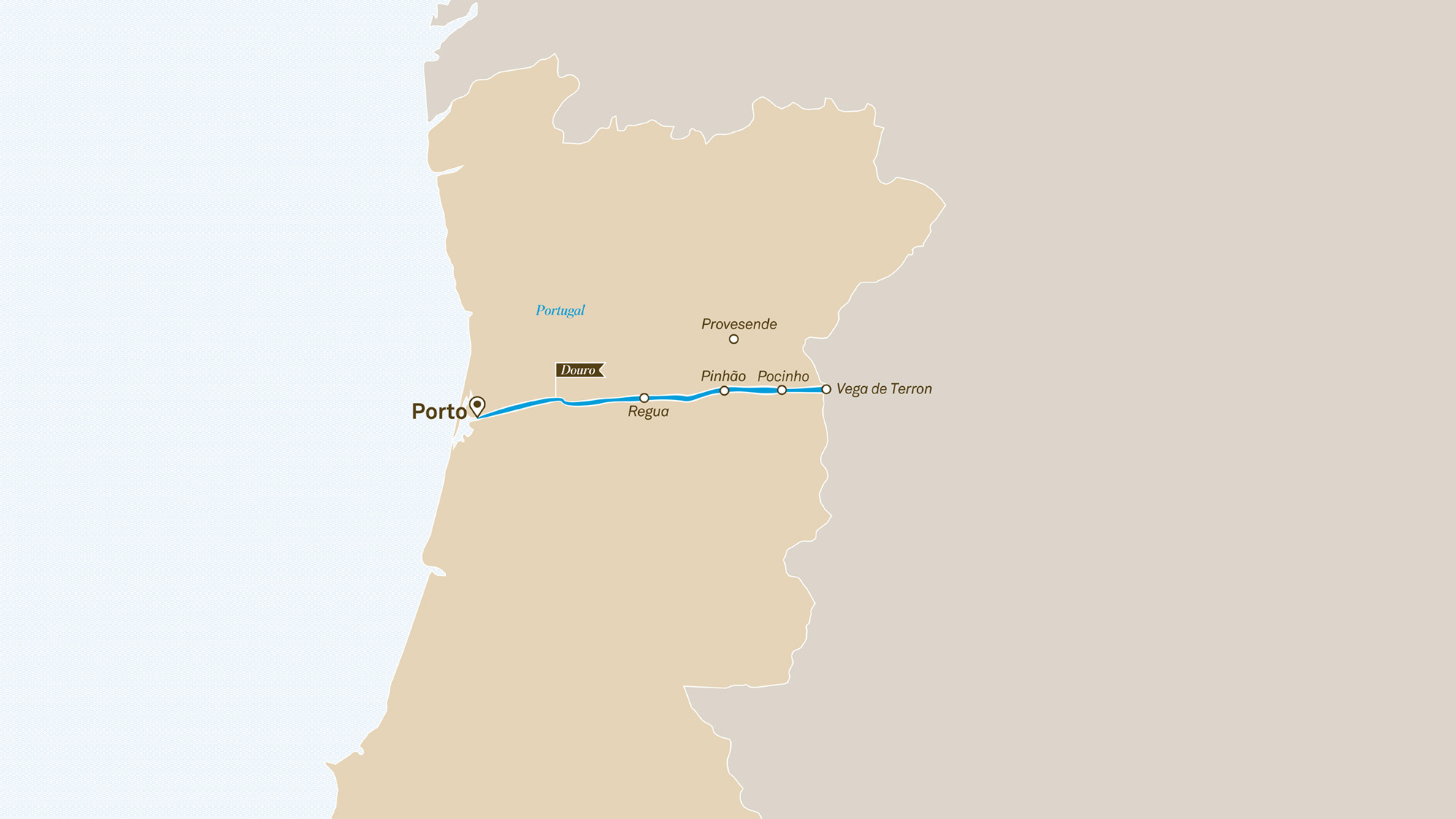 A map of Douro River, Portugal