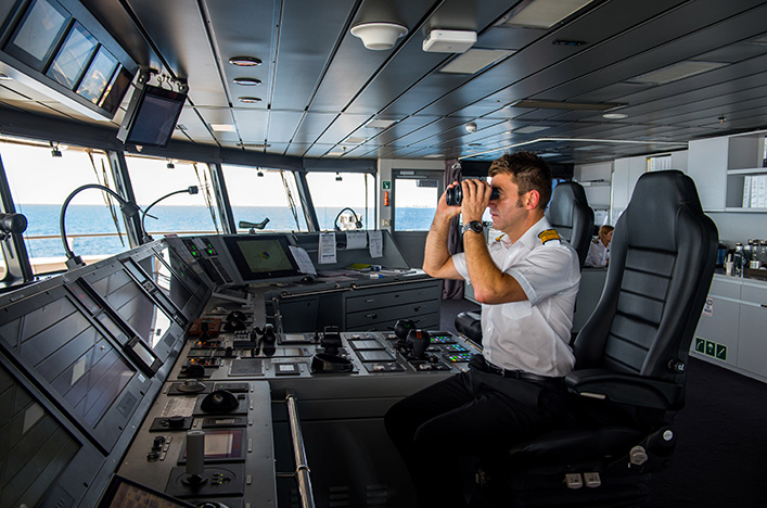 Scenic Eclipse captain in the Bridge