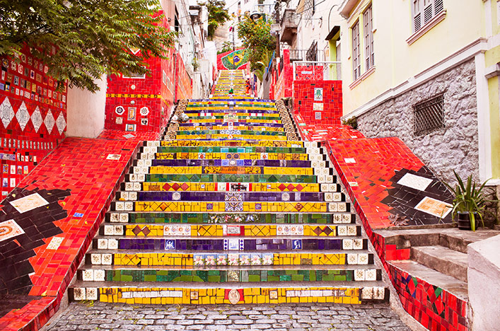 The Selaron staircase by artist Jorge Selaron in Rio de Janeiro, Brazil